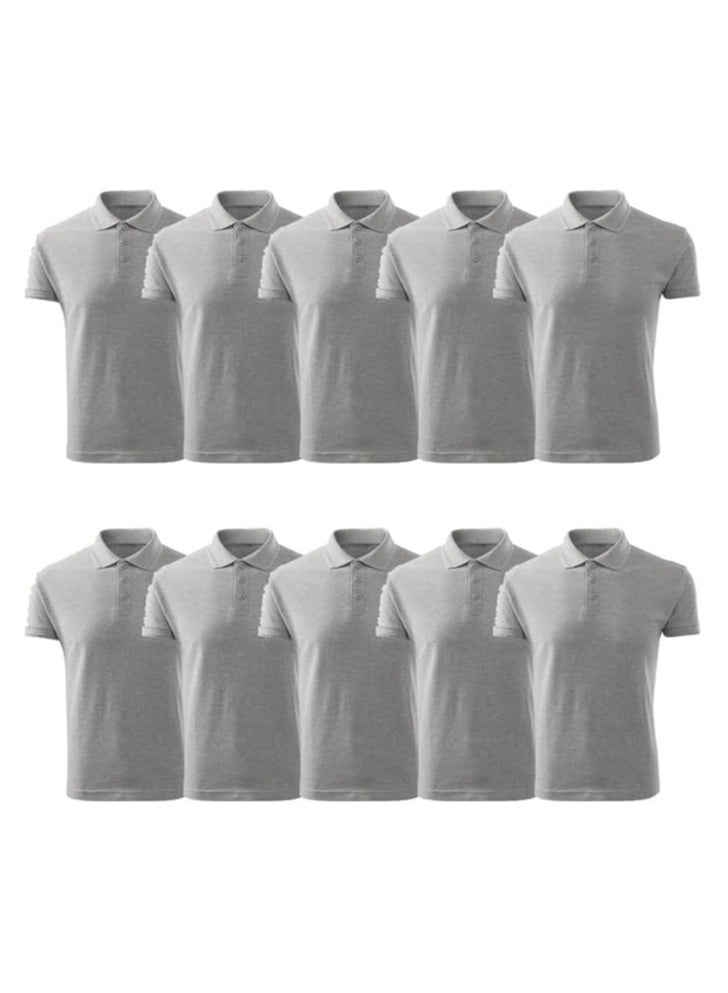 PRINTSHOP4ME Pack of 10 Pcs Men's Regular-Fit Golf Polo T-shirt Pure Cotton Short Sleeve 220 GSM Basic Colors  - Image 1