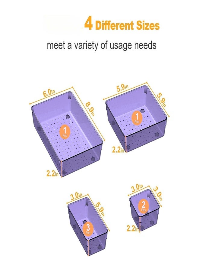 Boniry Drawer Storage Organizer | Drawer Organizer Trays Set Clear Plastic Storage Bins Bathroom Tray Dividers Acrylic Organizer | Dressing Table Organizer (Purple, 5 Pcs) - Image 2