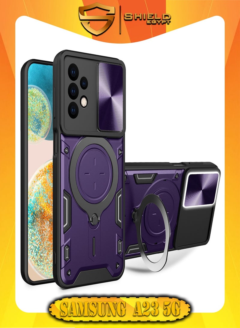 SHIELD EGYPT SHIELD EGYPT For Samsung Galaxy A23/A23 5G Armored Camera Shield Cover Camera Lend Protection, Built-in 360° (Purple) 