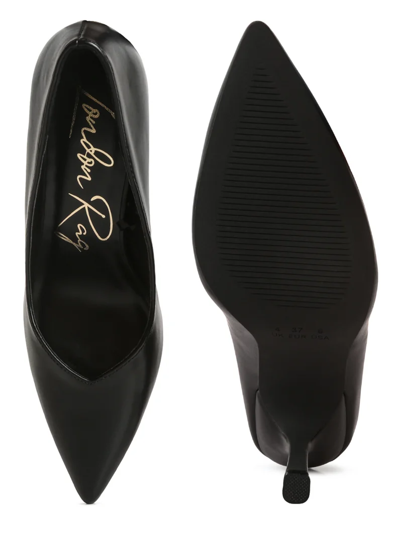 London Rag Point Toe Stiletto Heeled Pumps in Black