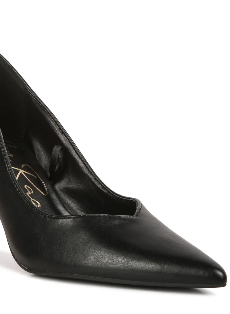 London Rag Point Toe Stiletto Heeled Pumps in Black