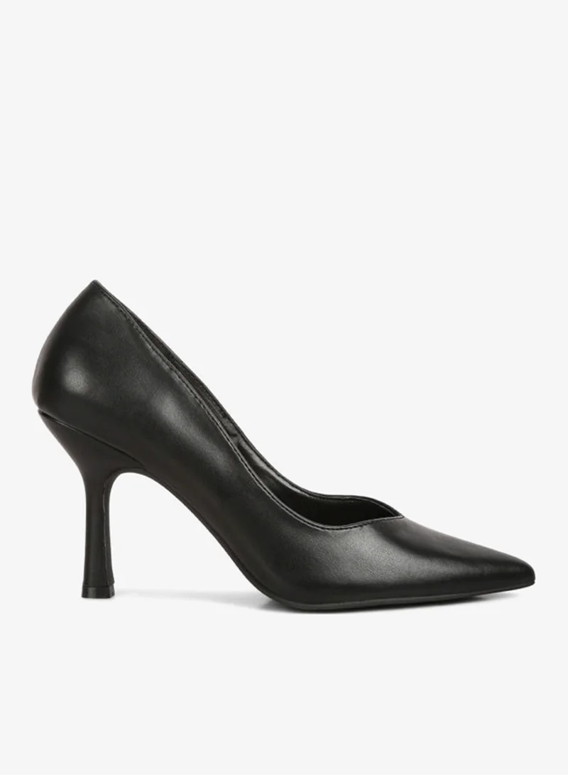 Point Toe Stiletto Heeled Pumps in Black