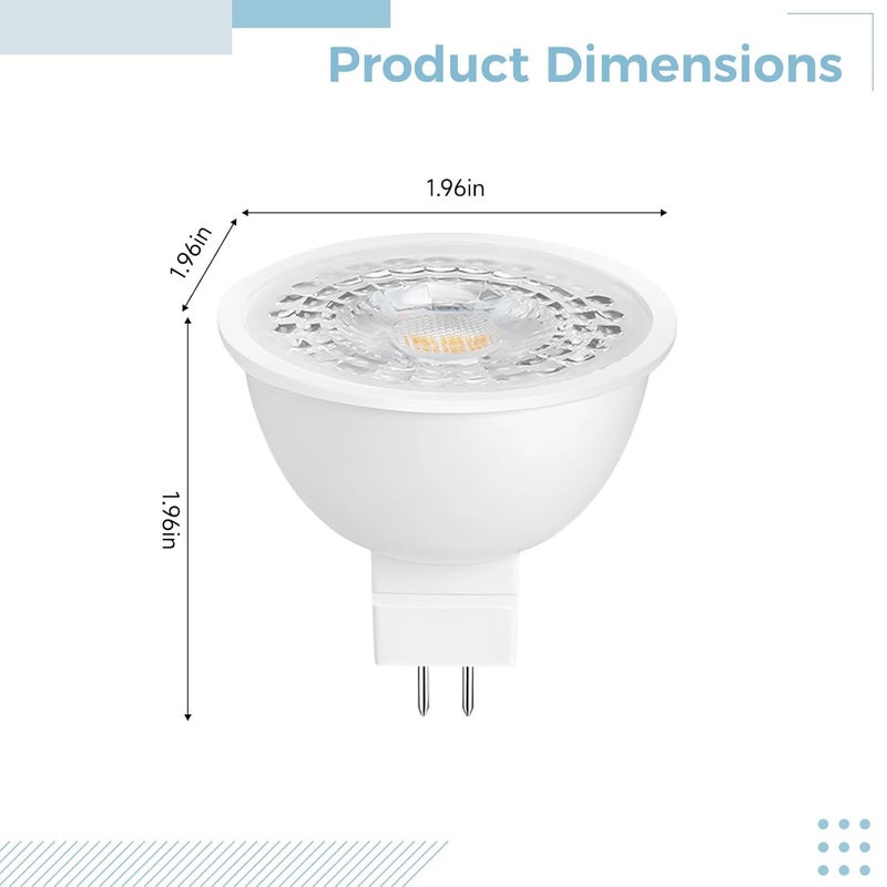 LED Light Bulbs, 10 Pcs MR16 GU5.3, 3W 3000K Warm White Glow, 12V Low Voltage, 38° Spot Beam, for Track Lights, Recessed Lights, 1.97 in - Image 4
