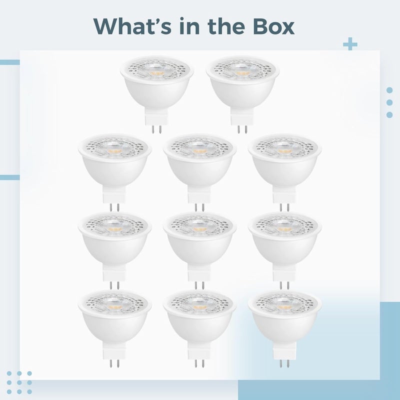 LED Light Bulbs, 10 Pcs MR16 GU5.3, 3W 3000K Warm White Glow, 12V Low Voltage, 38° Spot Beam, for Track Lights, Recessed Lights, 1.97 in - Image 5