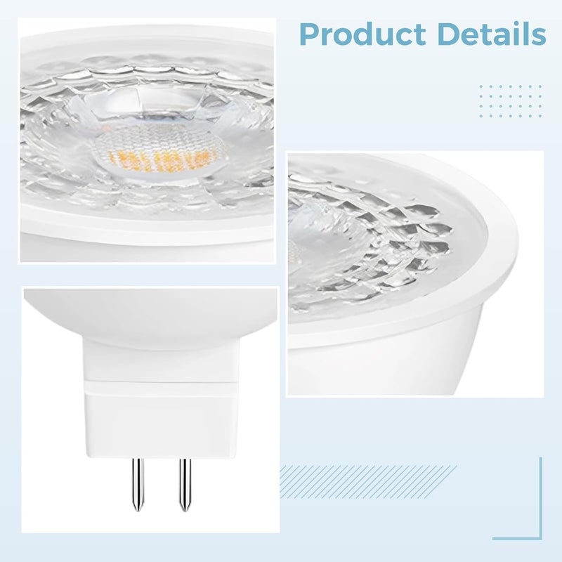 LED Light Bulbs, 10 Pcs MR16 GU5.3, 3W 3000K Warm White Glow, 12V Low Voltage, 38° Spot Beam, for Track Lights, Recessed Lights, 1.97 in - Image 3