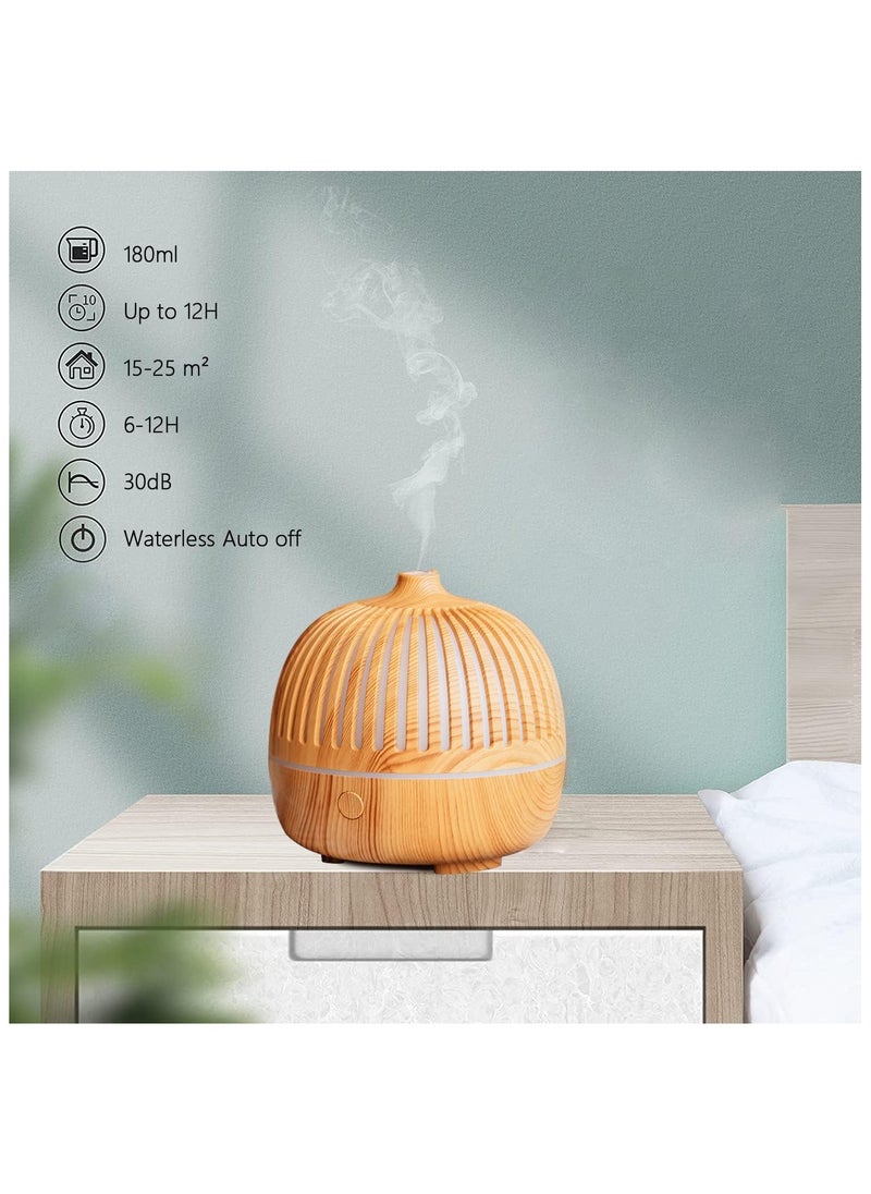 TDOO Essential Oil Diffuser, 180ml Upgraded Aromatherapy Diffuser Cool Mist Humidifier with 7 Colors Lights 2 Mist Mode Waterless Auto Off for Home Office Room, Classic Sandalwood Light Brown  - Image 2