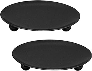 luzen 2Pcs Metal Candlestick Holder Candle Plate Round Tray Decorative Candle Cup Stand Table Decoration for Table - Image 1