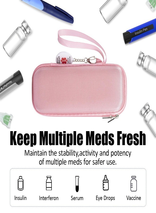 sijidou EpiPen Medical Carrying Case, Epi Pens Carrying Case for Travel, Medication Organizer Bag, Fits 2 EpiPens, Asthma Inhaler, Allergy Medicine, With Ice Pack, Programmable NFC Medical Warning Tags (Pink) - Image 5