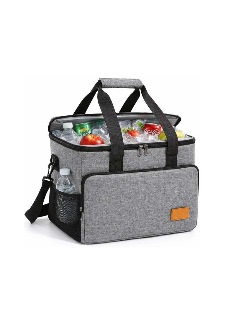 SKY-TOUCH Outdoor Cooler Picnic Bag, Outdoor Camping Storage Bag Large Capacity, Easy To Clean and Versatile Use Suitable For Camping Picnics, L SIZE - 34x25x26m,Grey - Image 1