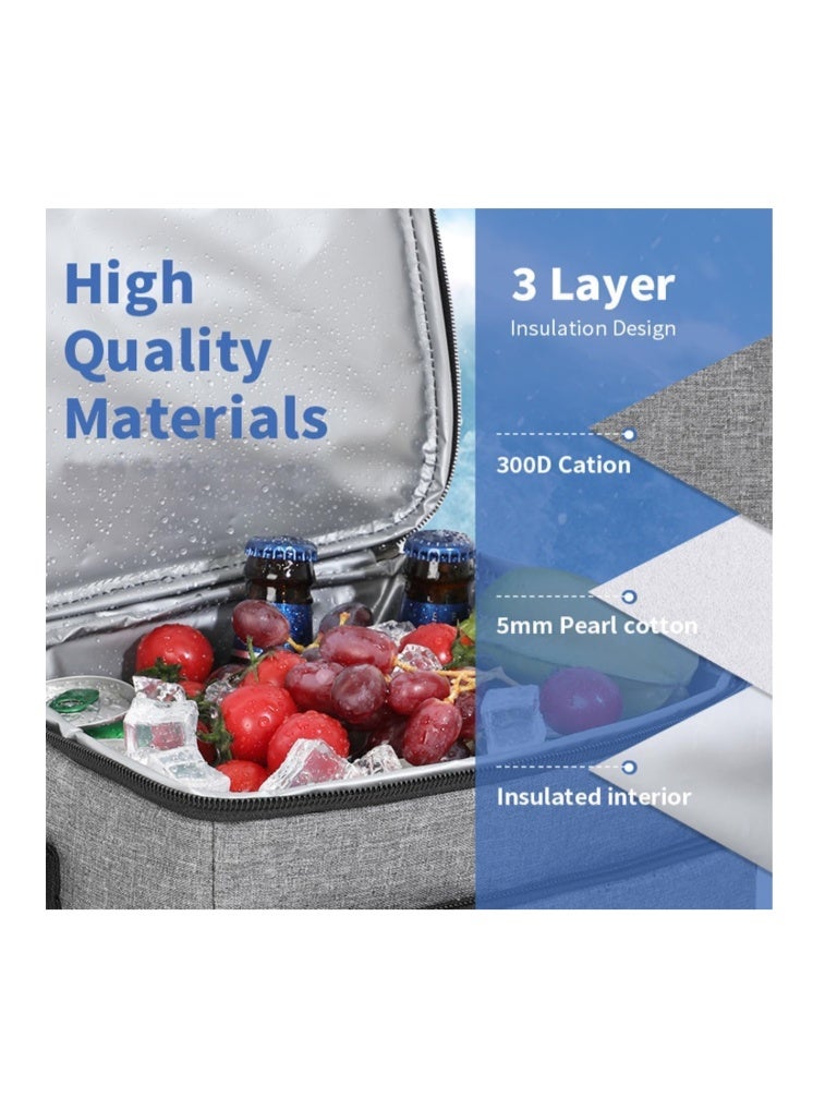 SKY-TOUCH Outdoor Cooler Picnic Bag, Outdoor Camping Storage Bag Large Capacity, Easy To Clean and Versatile Use Suitable For Camping Picnics, L SIZE - 34x25x26m,Grey - Image 4