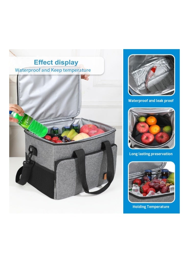 SKY-TOUCH Outdoor Cooler Picnic Bag, Outdoor Camping Storage Bag Large Capacity, Easy To Clean and Versatile Use Suitable For Camping Picnics, L SIZE - 34x25x26m,Grey - Image 5