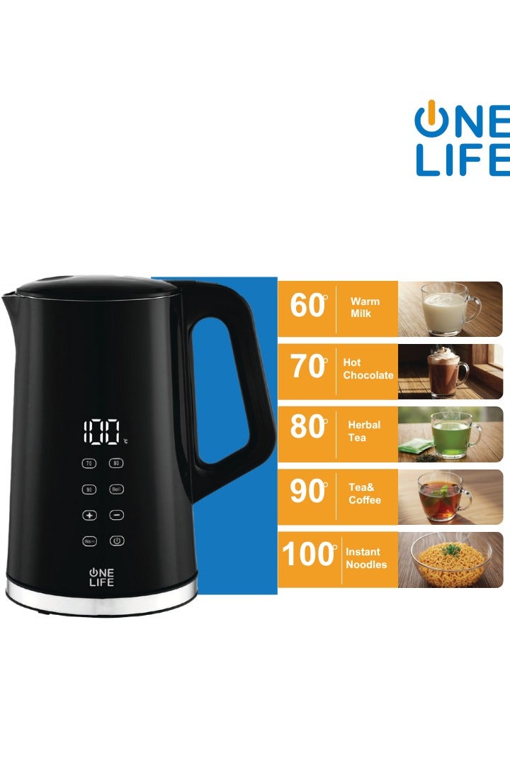 ONE LIFE SKU: EKD99B One Life Digital Stainless Steel Kettle-EKD99B 1,7 Liter-2200W- Black - Image 4