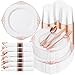 Hioasis 350pcs Rose Gold Plastic Plates Elegant Disposable Dinnerware Set Suitable for 50 Guests Include 1025 Dinner 75 Dessert Plates Pre Rolled Silverware Set Cups for Party Thanksgiving - Image 1