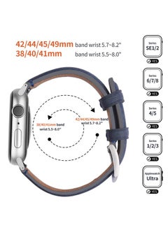 Fullmosa Fullmosa Leather Bands Compatible with Apple Watch Band 42mm 44mm 45mm 49mm,Yola Leather Bracelet Apple Watch Band Compatible for iWatch Ultra 2 Ultra SE2 SE Series 9 8 7 6 5 4 3 2 1,Blue  - Image 5