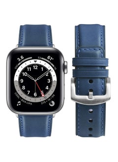 Fullmosa Fullmosa Leather Bands Compatible with Apple Watch Band 42mm 44mm 45mm 49mm,Yola Leather Bracelet Apple Watch Band Compatible for iWatch Ultra 2 Ultra SE2 SE Series 9 8 7 6 5 4 3 2 1,Blue  - Image 1