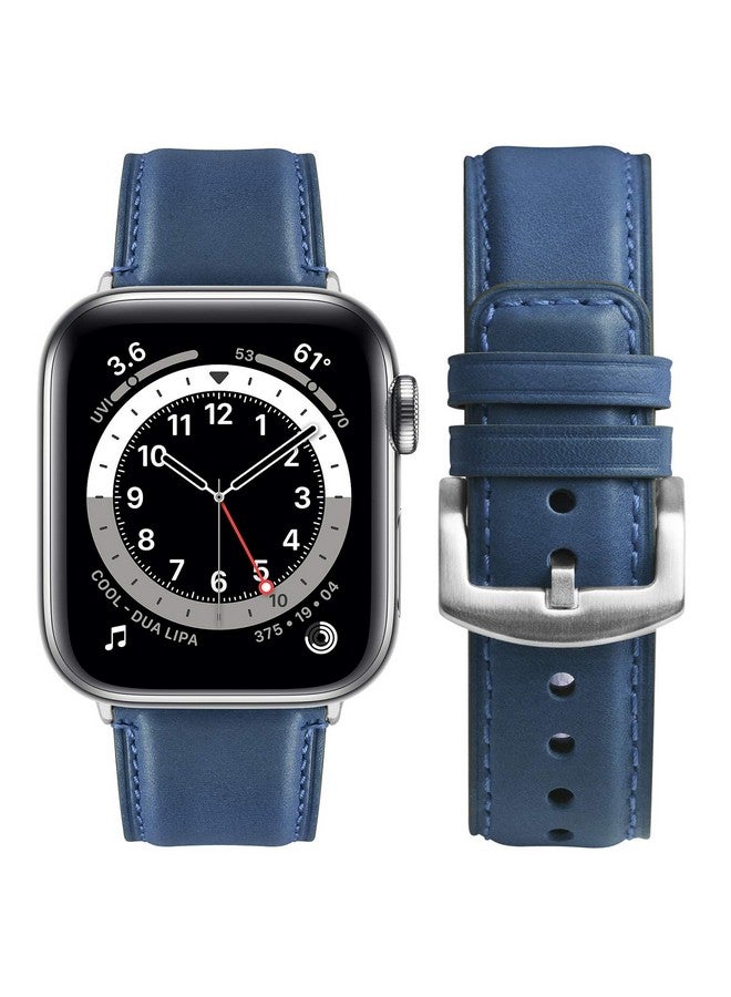 Fullmosa Fullmosa Leather Bands Compatible with Apple Watch Band 42mm 44mm 45mm 49mm,Yola Leather Bracelet Apple Watch Band Compatible for iWatch Ultra 2 Ultra SE2 SE Series 9 8 7 6 5 4 3 2 1,Blue - Image 1