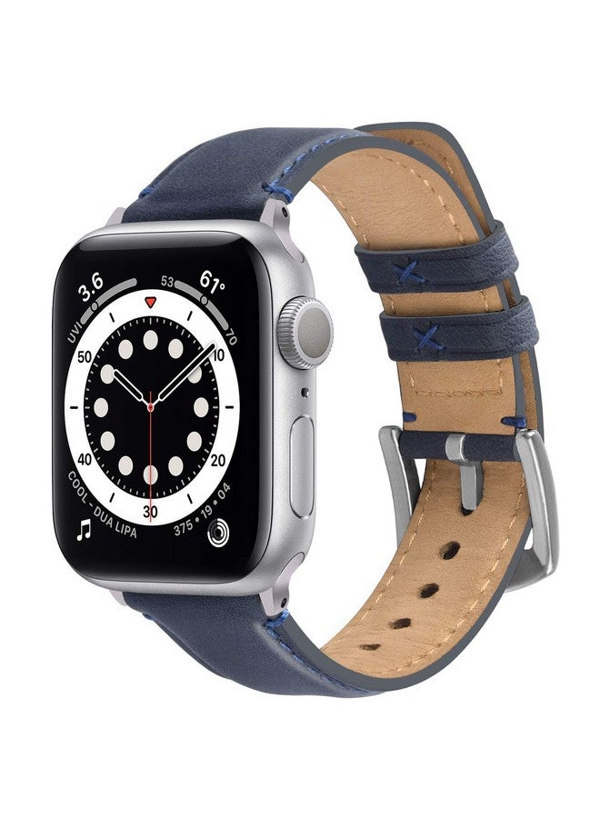 Fullmosa Fullmosa Leather Bands Compatible with Apple Watch Band 42mm 44mm 45mm 49mm,Yola Leather Bracelet Apple Watch Band Compatible for iWatch Ultra 2 Ultra SE2 SE Series 9 8 7 6 5 4 3 2 1,Blue - Image 2