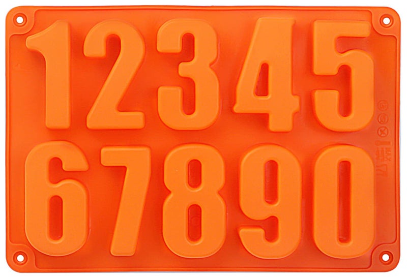 Tellshun Large Silicone Number Mold 09 Chocolate Cake Biscuit Jewelry Gummy Baking Pan Soft and Easy to Release Crayon Handmade Soap Mold Ice Tray Mold