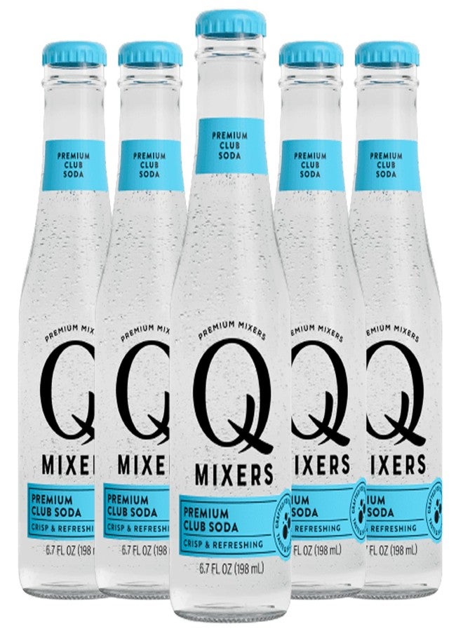 Chromacast Q Mixers Club Soda, Premium Cocktail Mixer Made with Real Ingredients 6.7oz Bottles | 5 PACK - Image 1