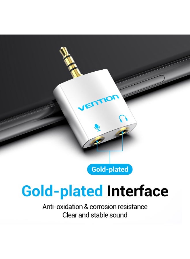 VENTION 4 Pole 3.5mm Male to 2*3.5mm Female Audio Splitter with Separated Audio and Microphone Port Slivery Model # BDBW0 - Image 4