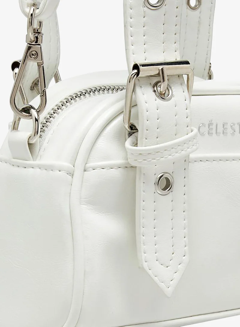 Celeste WHITE Crossbody Bag With Rivet Embellishment for Women | Best Price UAE