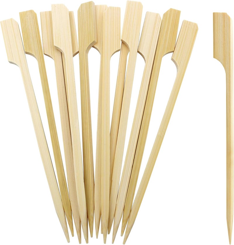 BLUETOP 200Pcs Bamboo Paddle Picks, 6 Inch Sturdy Flat Skewers Food Appetizer Toothpicks for for Fruit, Grilling, Drink, BBQ, Barbecue, Yakitori Chicken, Fondue, Roasting,Cocktail, Marshmallow - Image 1