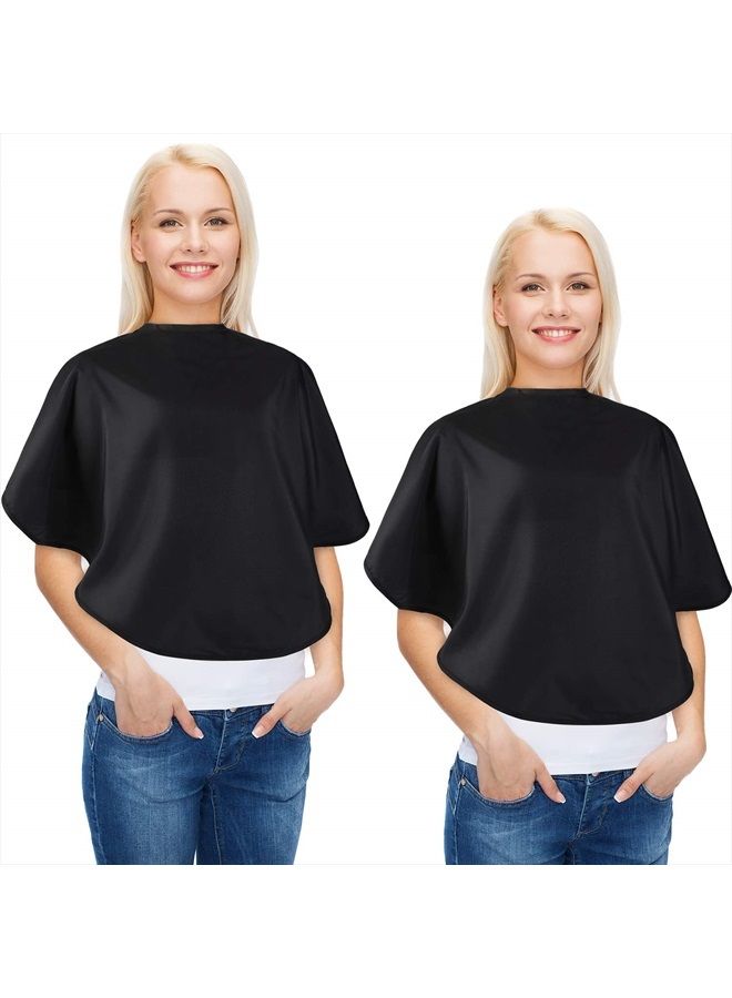 Syhood 2 Pcs Makeup Cape Makeup Bib Waterproof Beauty Salon Barber Bib Shorty Hair Dye Cape Cutting Styling Shampoo Cape for Hairdresser Makeup Artist Clients Women (Black) - Image 1