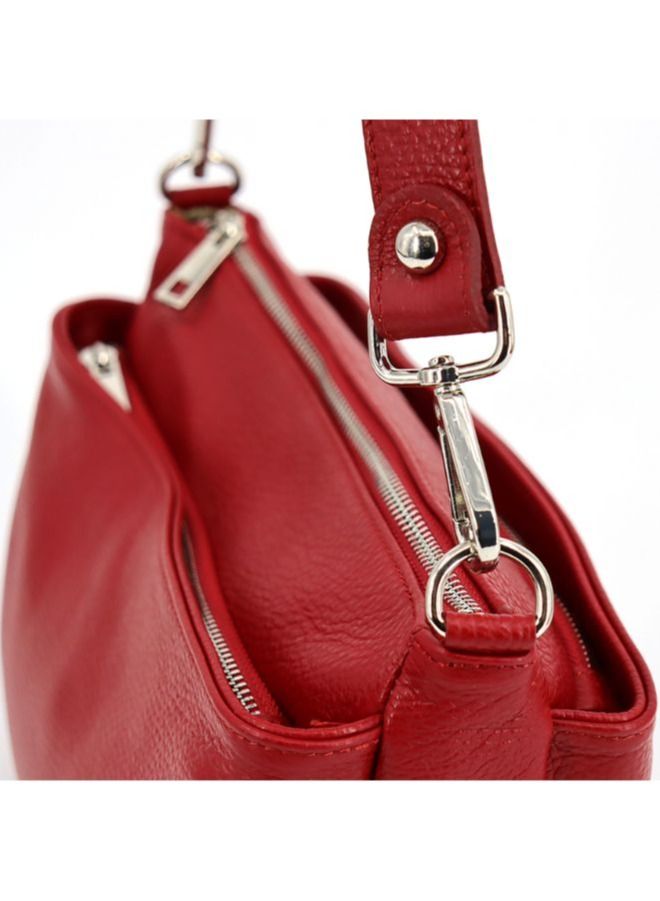Effetty Tripartite leather shoulder bag made in Italy for women, Made of genuine leather, available in both winter and summer colors, Red - Image 2