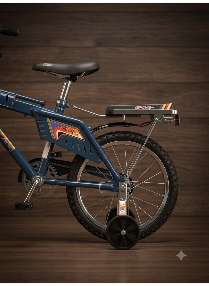 StarKids Rambo Professional 16-inch Kids' Bike featuring a dual-brake system, training wheels, and a rear seat for fun and safe riding adventures. - Image 3