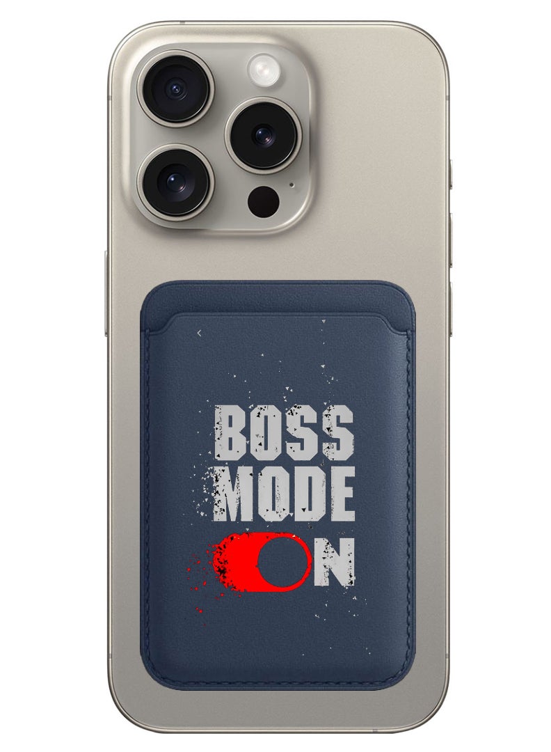 Theodor Magnetic Wallet, Compatible with MagSafe Wallet, for iPhone Wallet, for iPhone 16/15/14/13/12 Series, Not for iPhone 13/12 mini, 3 Card Holder, Vegan Leather, Navy - Boss Mode - Image 1