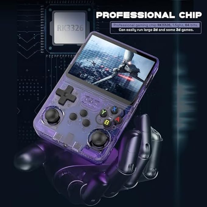 RETRO HANDHELD GAME CONSOLE, OPEN-SOURCE R36S WITH 3.5" IPS SCREEN, LINUX SYSTEM, PORTABLE GAMING & ENTERTAINMENT DEVICE, INCLUDES 64G/128G TF CARD (PURPLE, 64GB) - Image 5