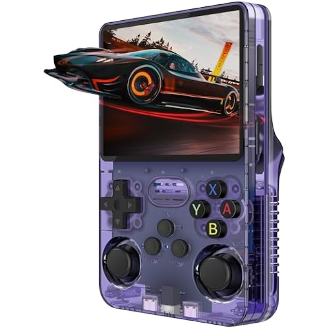 RETRO HANDHELD GAME CONSOLE, OPEN-SOURCE R36S WITH 3.5" IPS SCREEN, LINUX SYSTEM, PORTABLE GAMING & ENTERTAINMENT DEVICE, INCLUDES 64G/128G TF CARD (PURPLE, 64GB) - Image 1