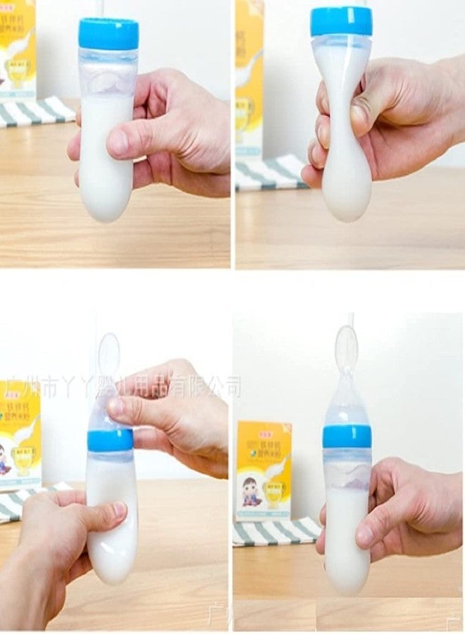 Chopchi Feeding Spoon Bottle with Squeezy Food Bottle 6 Month Above Baby,90ml, Color Blue - Image 2