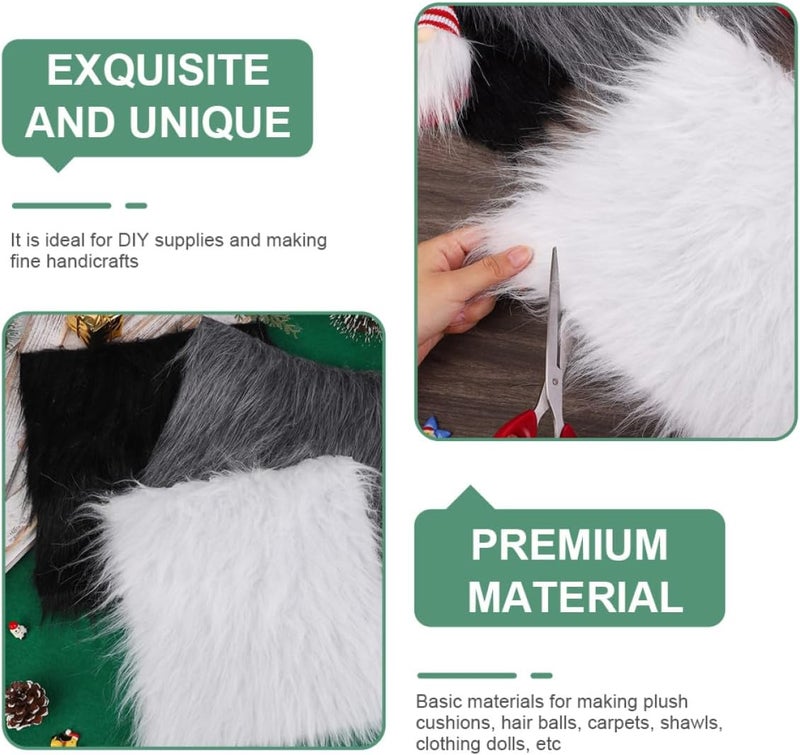 4pcs Square Faux Fur Fabric for DIY Crafts and Handmade Dolls Simulation Fur Material in White Black Gray Khaki for Home Decor and Clothing - Image 3