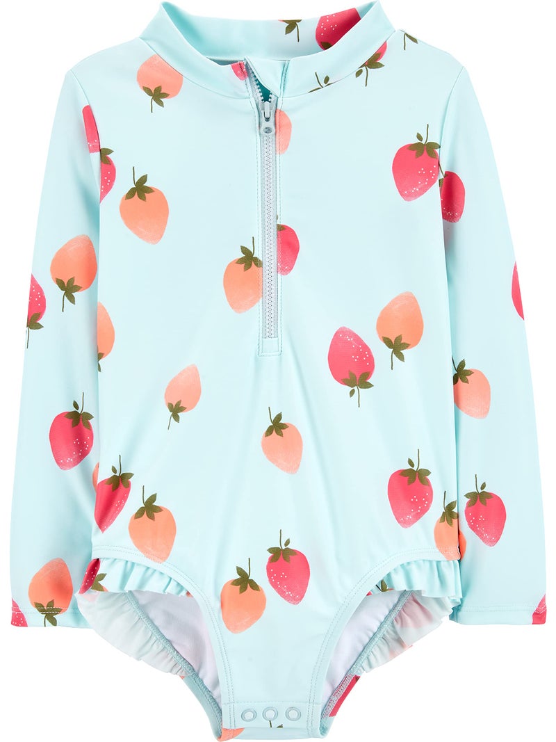 Simple Joys by Carter's Baby and Toddler Girls' 1-Piece Zip Rashguard - Image 1