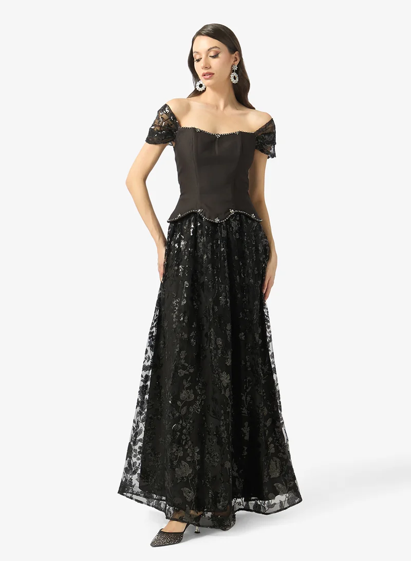 ليتل مسترس أسود منفوش ماكسي