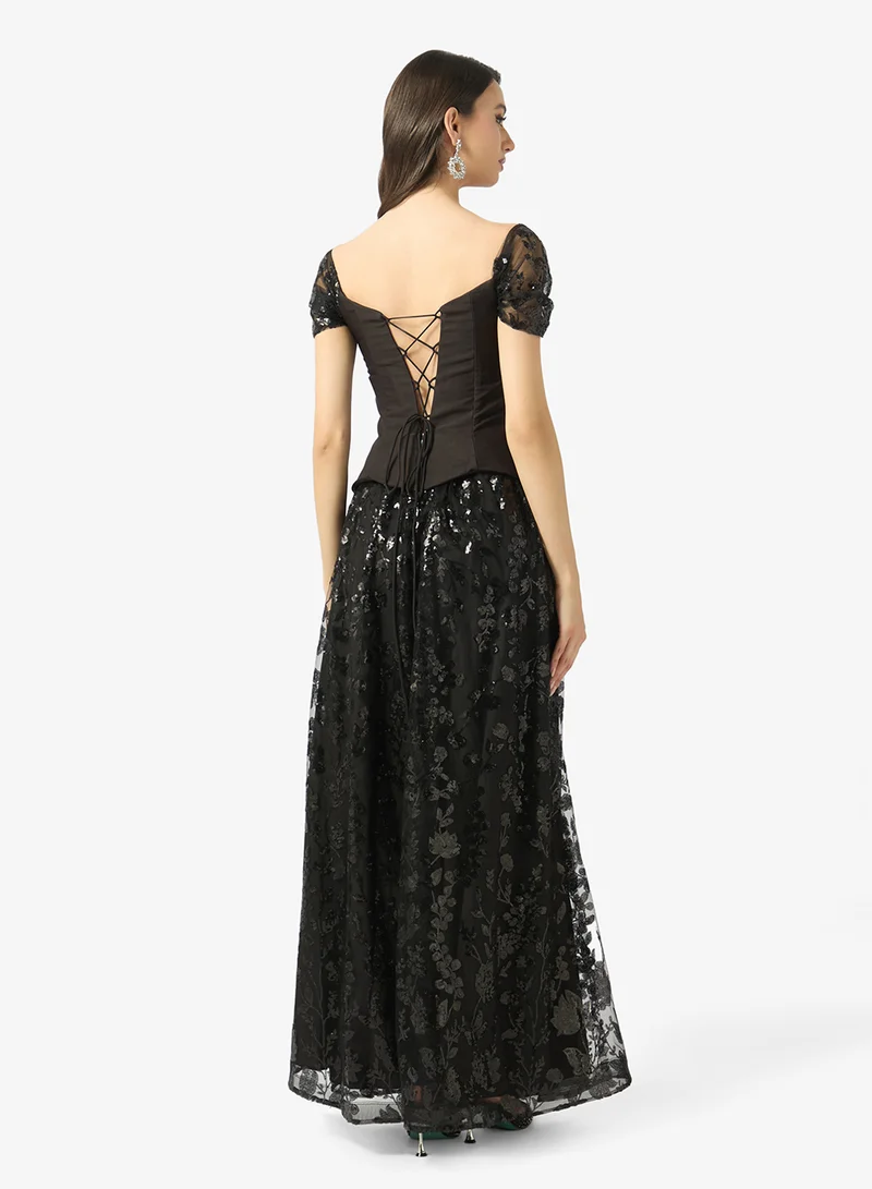 ليتل مسترس أسود منفوش ماكسي