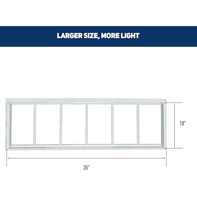 Hryan Shed Transom Window For Playhouse, Chicken Coop And Garage, Fixed Metal Tempered Glass Replacement Casement For Barn House, Ventanas De Casa (10" X 35" 1Pack) - Image 3
