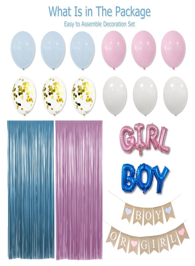 Dokuna Baby Gender Reveal Party Decorations, 23 Pcs Boy or Girl Baby Shower Party Decoration including Pink Blue Balloons Boy or Girl Banner Fringe Curtains - Image 5