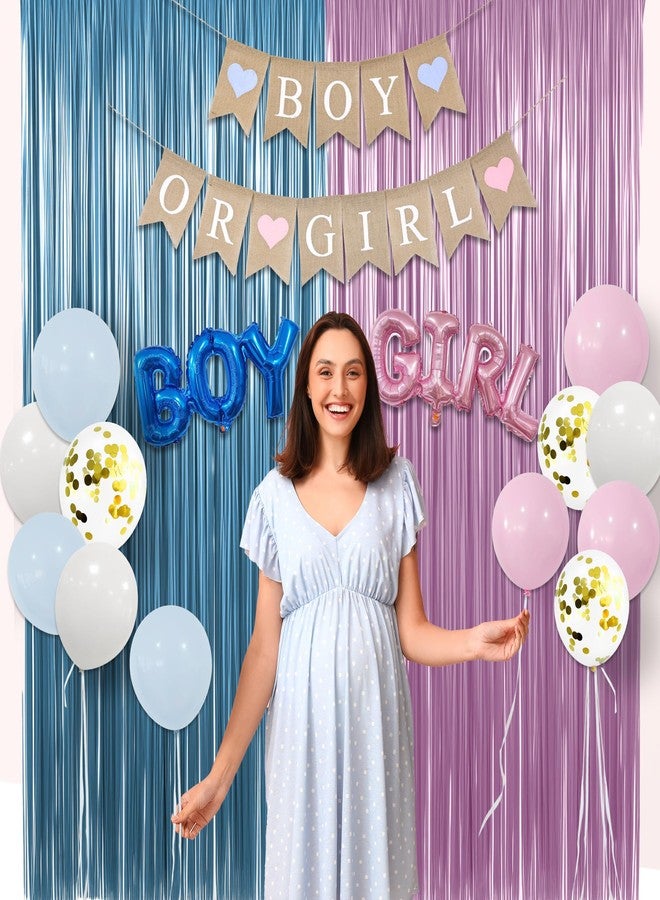 Dokuna Baby Gender Reveal Party Decorations, 23 Pcs Boy or Girl Baby Shower Party Decoration including Pink Blue Balloons Boy or Girl Banner Fringe Curtains - Image 4