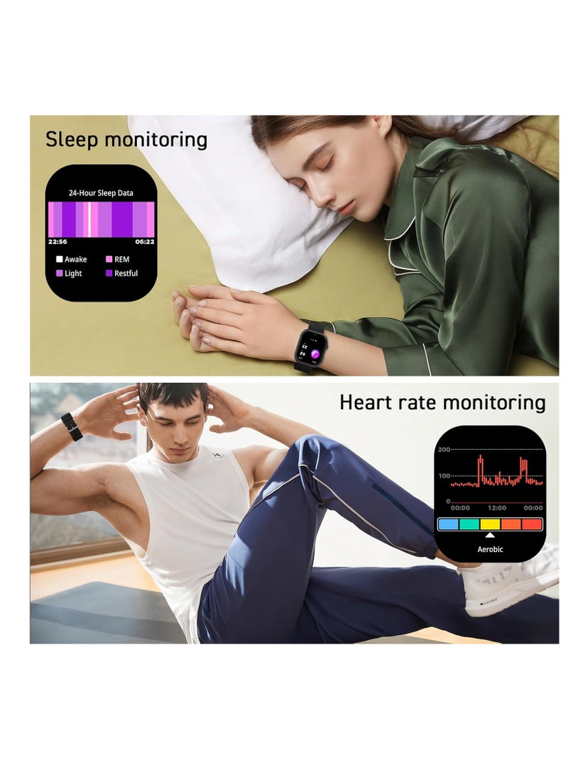 PEJE Smart Watch Answer/Make Call Smart Watches for Men AMOLED Display, IP68 Waterproof,Smartwatch With Muslim Reminders,Comprehensive Health Management,Compatible with iOS & Android (BLACK) - Image 2