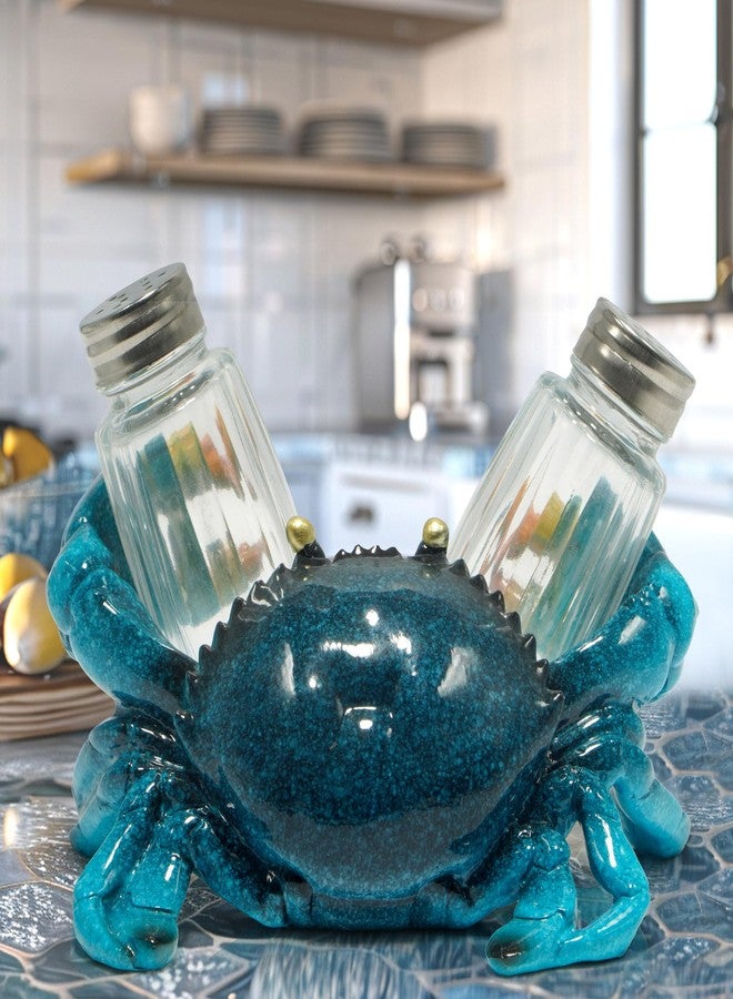 Hodao Sea Crab With Salt and Pepper Shaker Figurines Decoration Crab Set with Holder Figurine for Beach Bar or Tropical Kitchen Decor Table Decor By Home Gifts For Mom (Blue) - Image 3