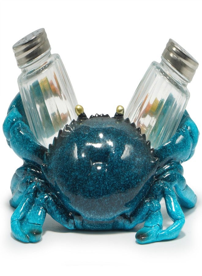 Hodao Sea Crab With Salt and Pepper Shaker Figurines Decoration Crab Set with Holder Figurine for Beach Bar or Tropical Kitchen Decor Table Decor By Home Gifts For Mom (Blue) - Image 1