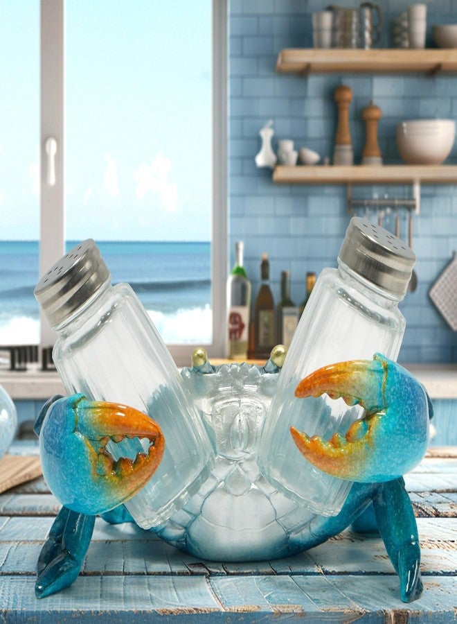 Hodao Sea Crab With Salt and Pepper Shaker Figurines Decoration Crab Set with Holder Figurine for Beach Bar or Tropical Kitchen Decor Table Decor By Home Gifts For Mom (Blue) - Image 5