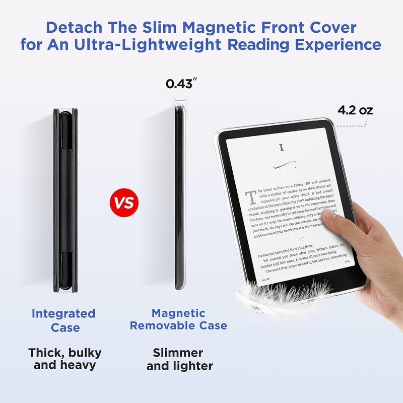 SESENSE Detachable Magnetic Case for 7'' Kindle Paperwhite 12th Gen 2024 and Kindle Colorsoft Signature Edition, Slim PU Shell Cover Case with Auto Wake/Sleep, Starry Sky - Image 4