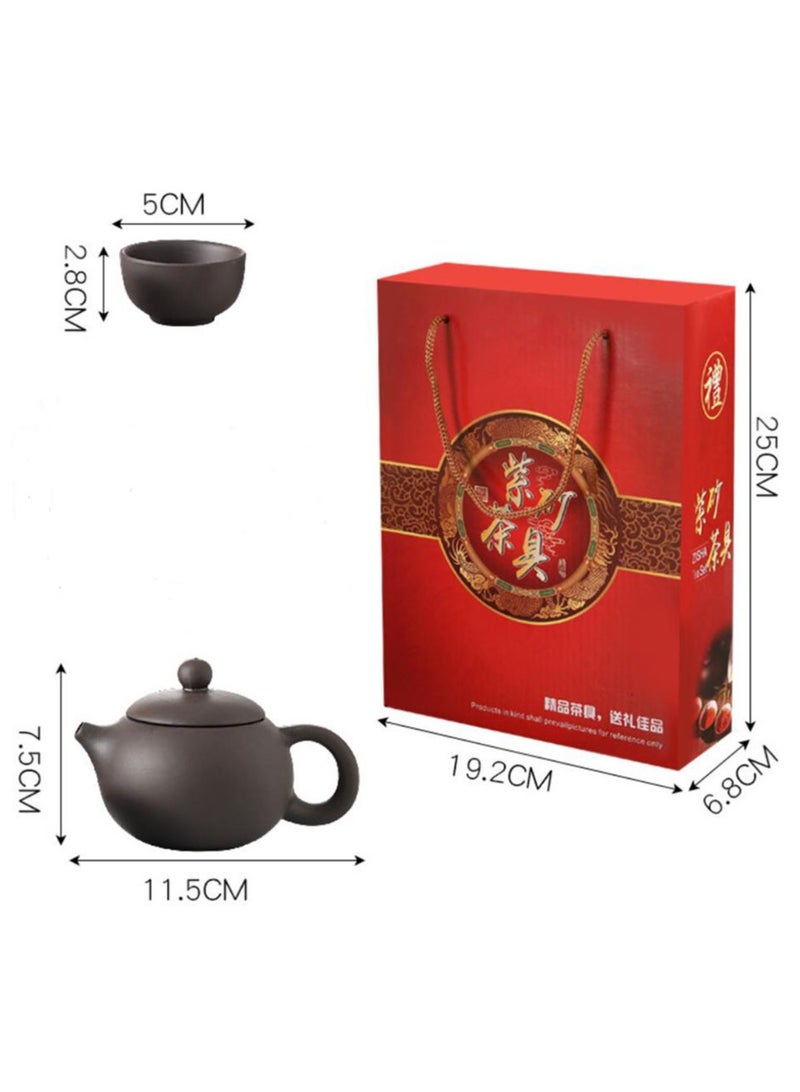 Jingke Zisha Tea Set Gift Set Chinese Yixing Xishi Teapot Kung Fu Tea Set Exquisite Ceramic Tea Set,A Pot Of Six Cups Red 180ml - Image 3