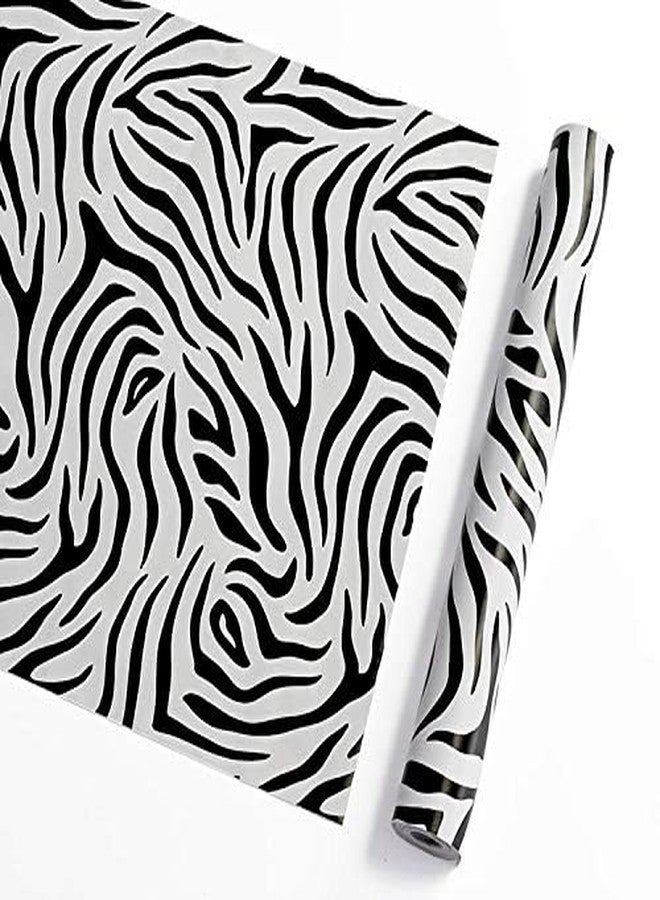 Taogift Self Adhesive Vinyl White Black Zebra Print Contact Paper Shelf Liner for Dresser Drawer Cabinets Table Furniture Walls Crafts Decal Removable 17.7x117 Inches - Image 3