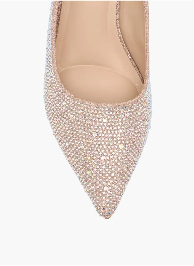 Flora Bella By Shoexpress Womens Embellished Slip-On Pointed Toe Pumps With Stiletto Heels Ramadan Collection