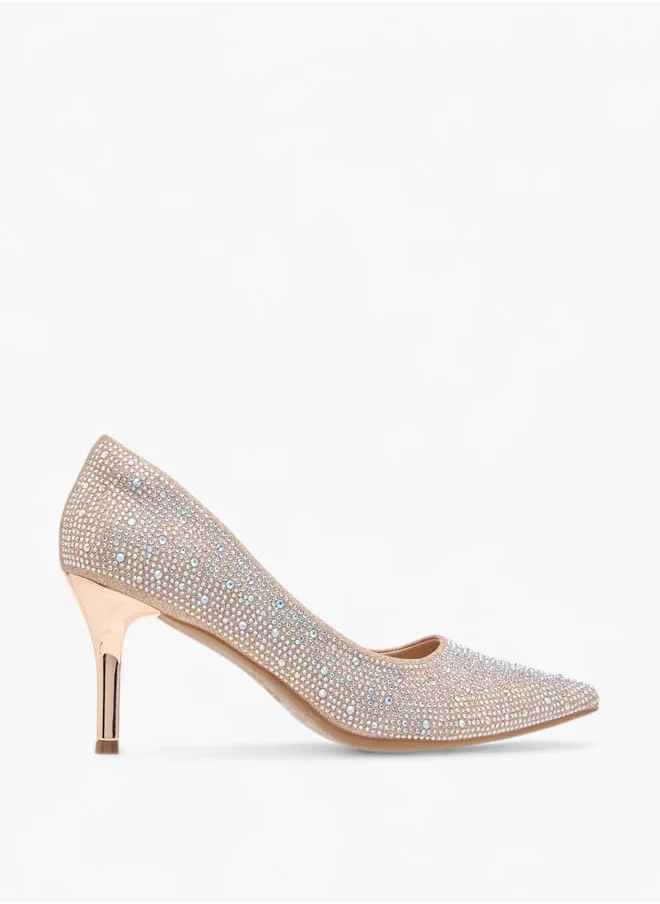 Flora Bella By Shoexpress Womens Embellished Slip-On Pointed Toe Pumps With Stiletto Heels Ramadan Collection