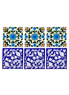 Shiv Kripa Blue Pottery Shiv Kripa Blue Pottery Home Decorative Moroccan Pottery Ceramic Handmade Painted Wall Tiles 6 x 6 Inch Set of 6 Tiles Multi 